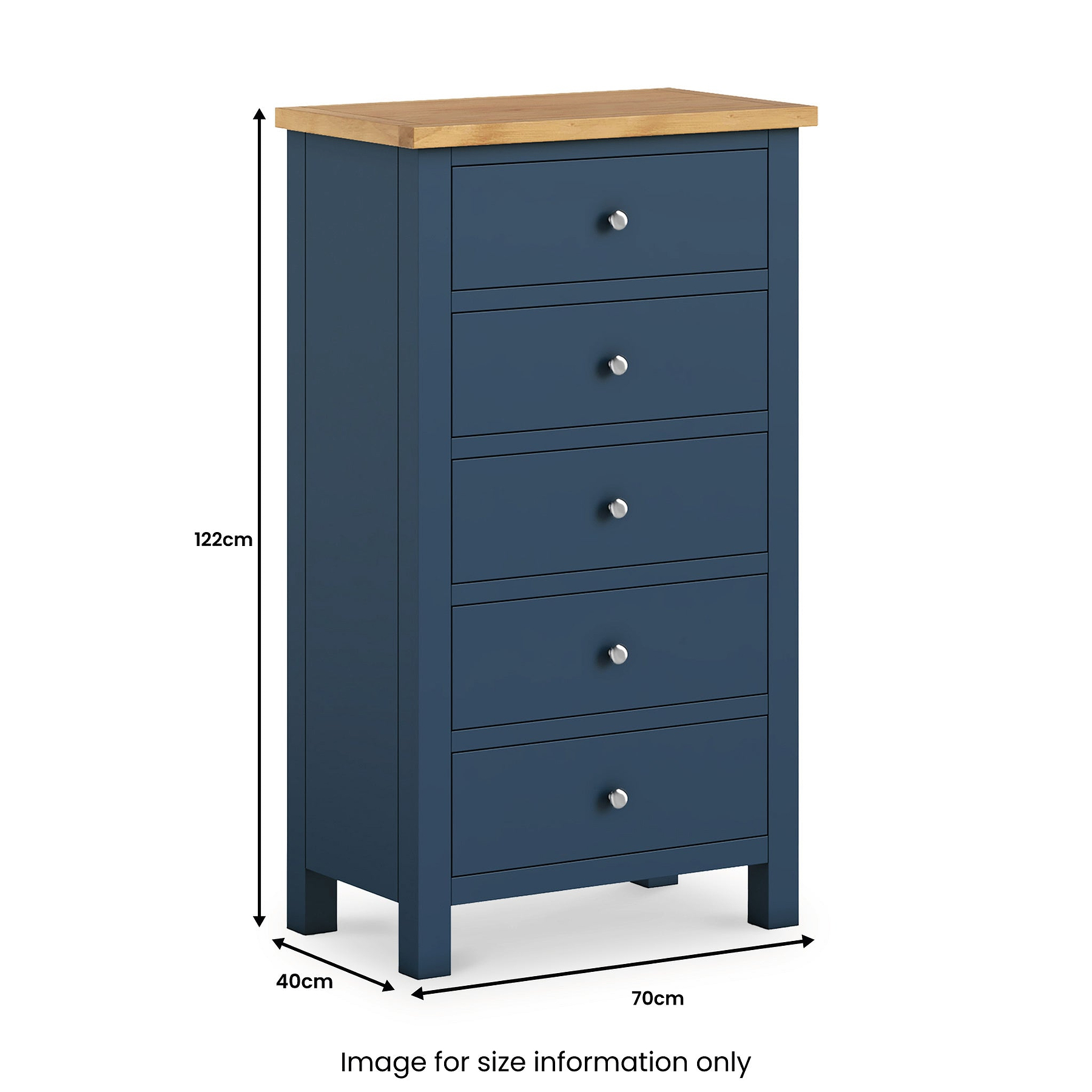 Farrow Navy Blue XL 5 Drawer Tallboy Chest