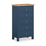 Farrow Navy XL 5 Drawer Tallboy Chest for bedroom
