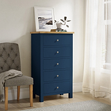Farrow Navy Blue XL 5 Drawer Tallboy Chest for bedroom