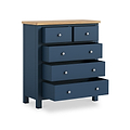 Farrow XL Navy 2 Over 3 Chest Of Drawers from Roseland Furniture - Drawers open