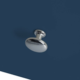 Farrow XL Navy 2 Over 3 Chest Of Drawers from Roseland Furniture - close up of silver handles