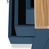 Farrow XL Navy 2 Over 3 Chest Of Drawers from Roseland Furniture - close up of drawers