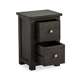 Duchy Acacia Slim 2 Drawer Black Bedside Table
