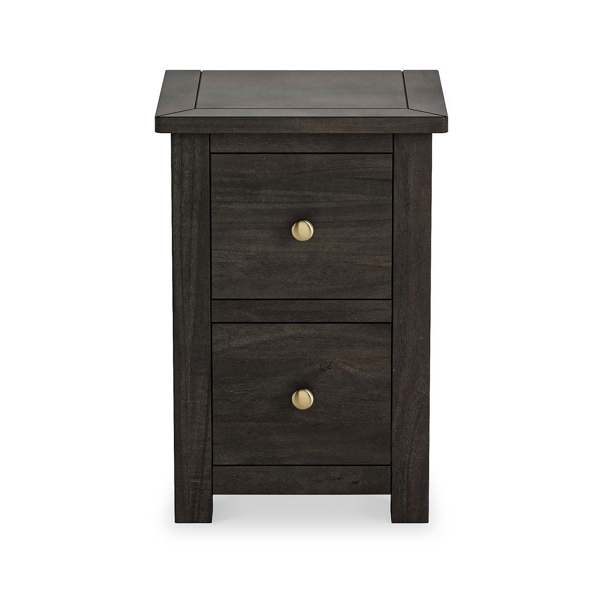 Duchy Acacia Slim 2 Drawer Black Bedside Cabinet