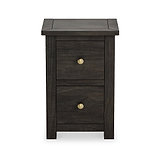 Duchy Acacia Slim 2 Drawer Black Bedside Cabinet