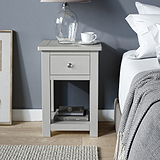 Duchy Inox Grey 1 Drawer Bedside Table for bedroom