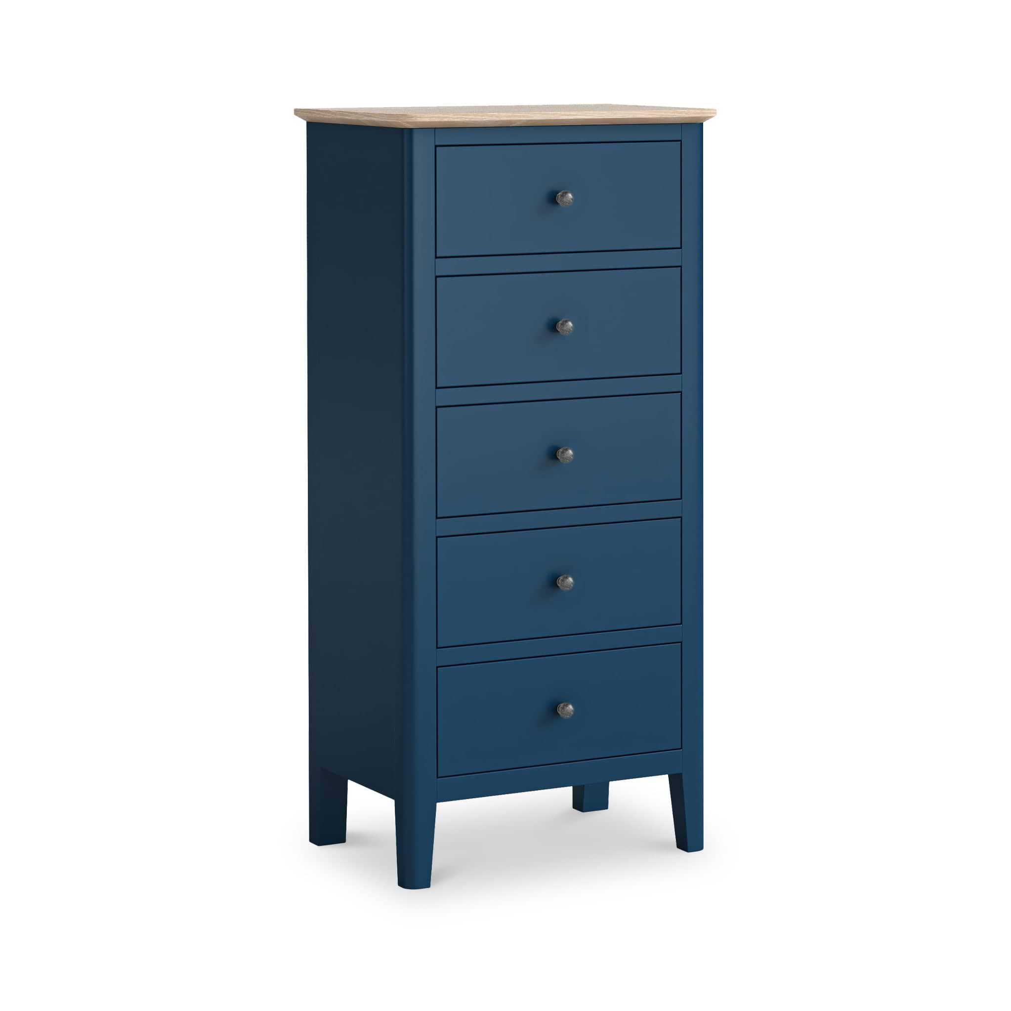 Penrose Mid Century Modern Tallboy Chest of Drawers | Navy / Coconut