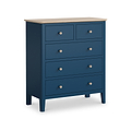 Penrose Navy Blue 2 Over 3 Chest with wooden handles from Roseland Furniture