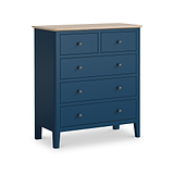 Penrose Navy Blue 2 Over 3 Chest with metal handles from Roseland Furniture