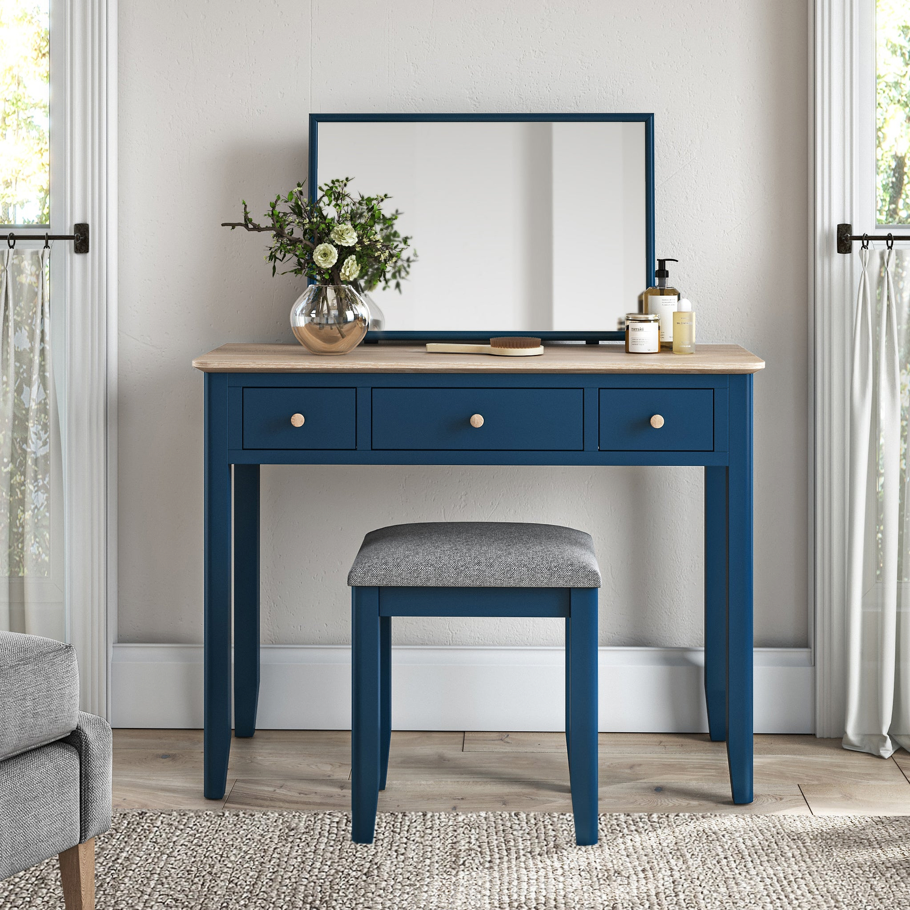 Penrose Dressing Table Set with Stool & Mirror