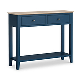 Penrose Navy Blue Console Table with metal handles from Roseland Furniture
