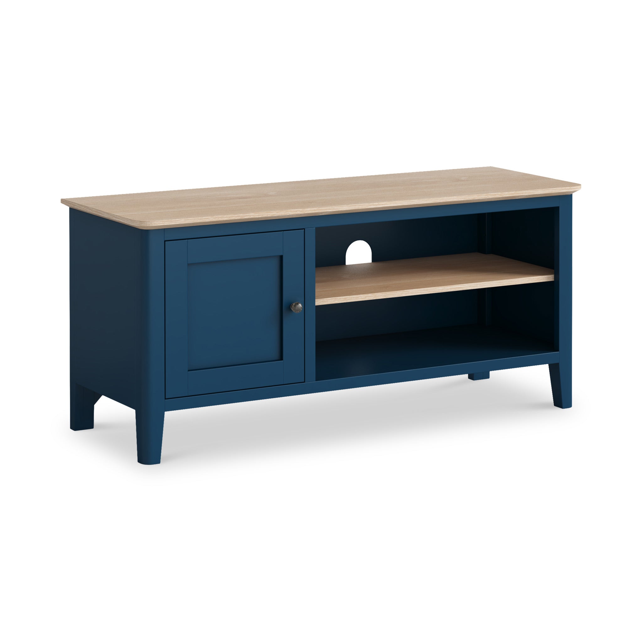 Penrose Mid Century Modern 110cm TV Unit | Navy / White | Roseland