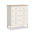 Penrose Coconut White 2 Over 3 Chest with wooden handles from Roseland Furniture