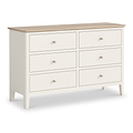Penrose Coconut White 6 Drawer Chest with wooden handles
