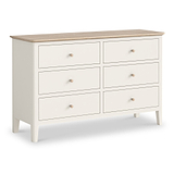 Penrose Coconut White 6 Drawer Chest with wooden handles