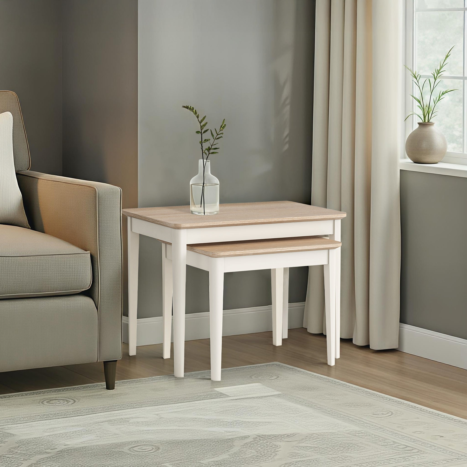Penrose Coconut White Nest of 2 Tables from Roseland Furniture