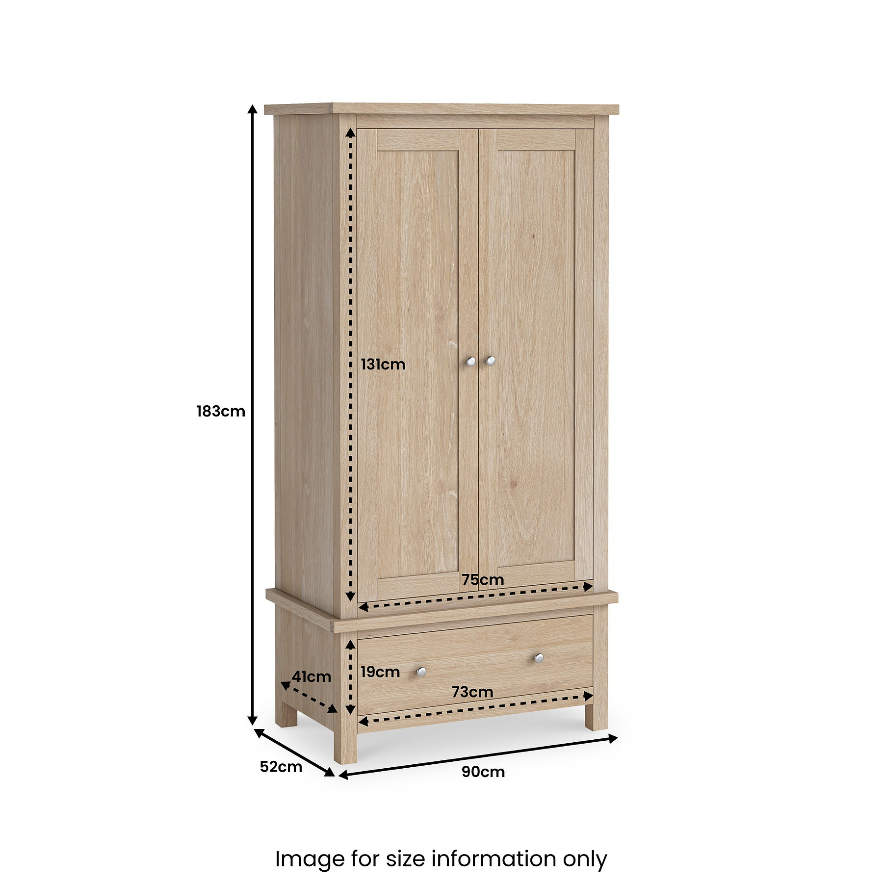 Farrow Oak Double Wardrobe with Drawers