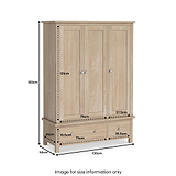 Farrow Oak Triple Wardrobe with Drawers