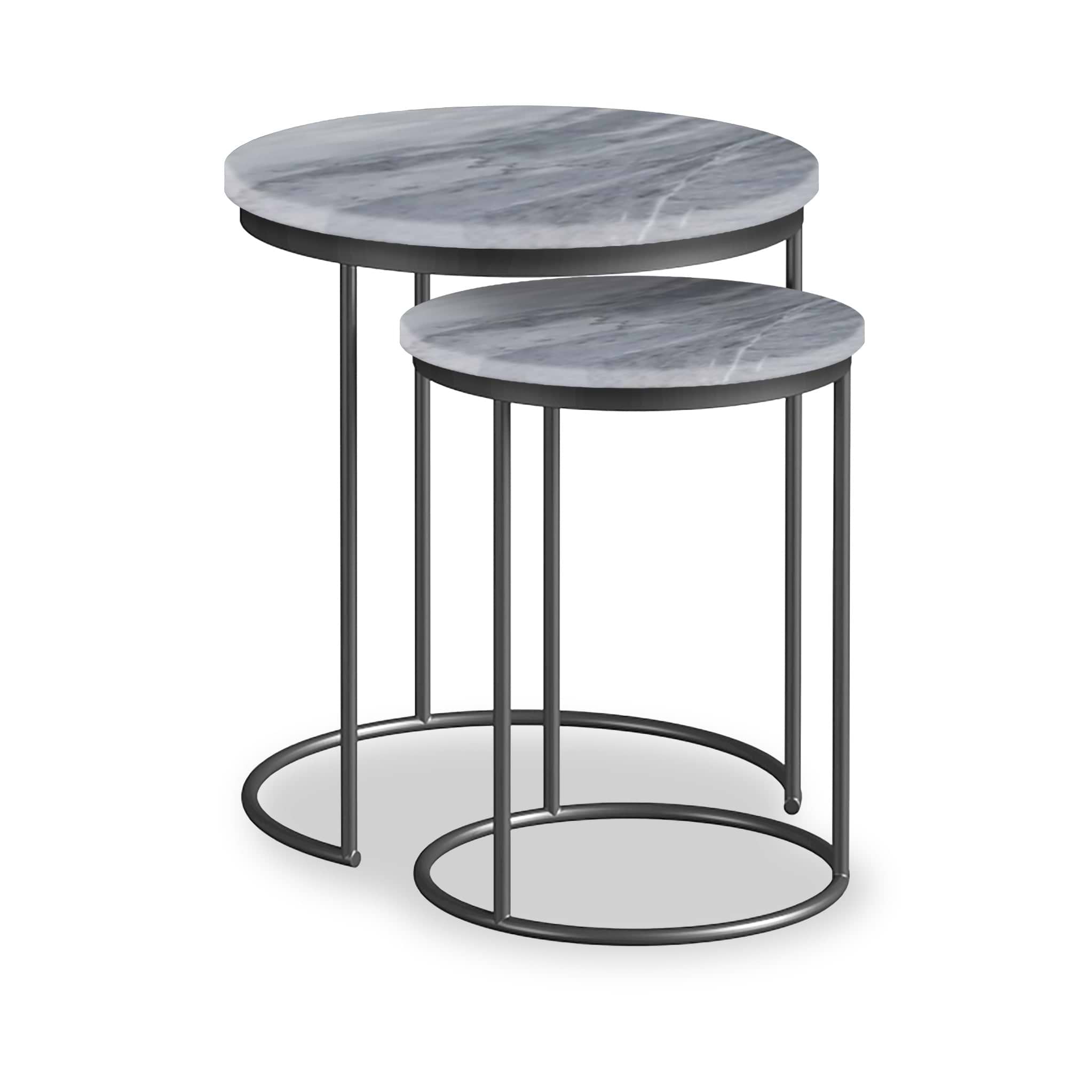 Pimlico Marble Grey Frame Nest of 2 Tables from Roseland Furniture