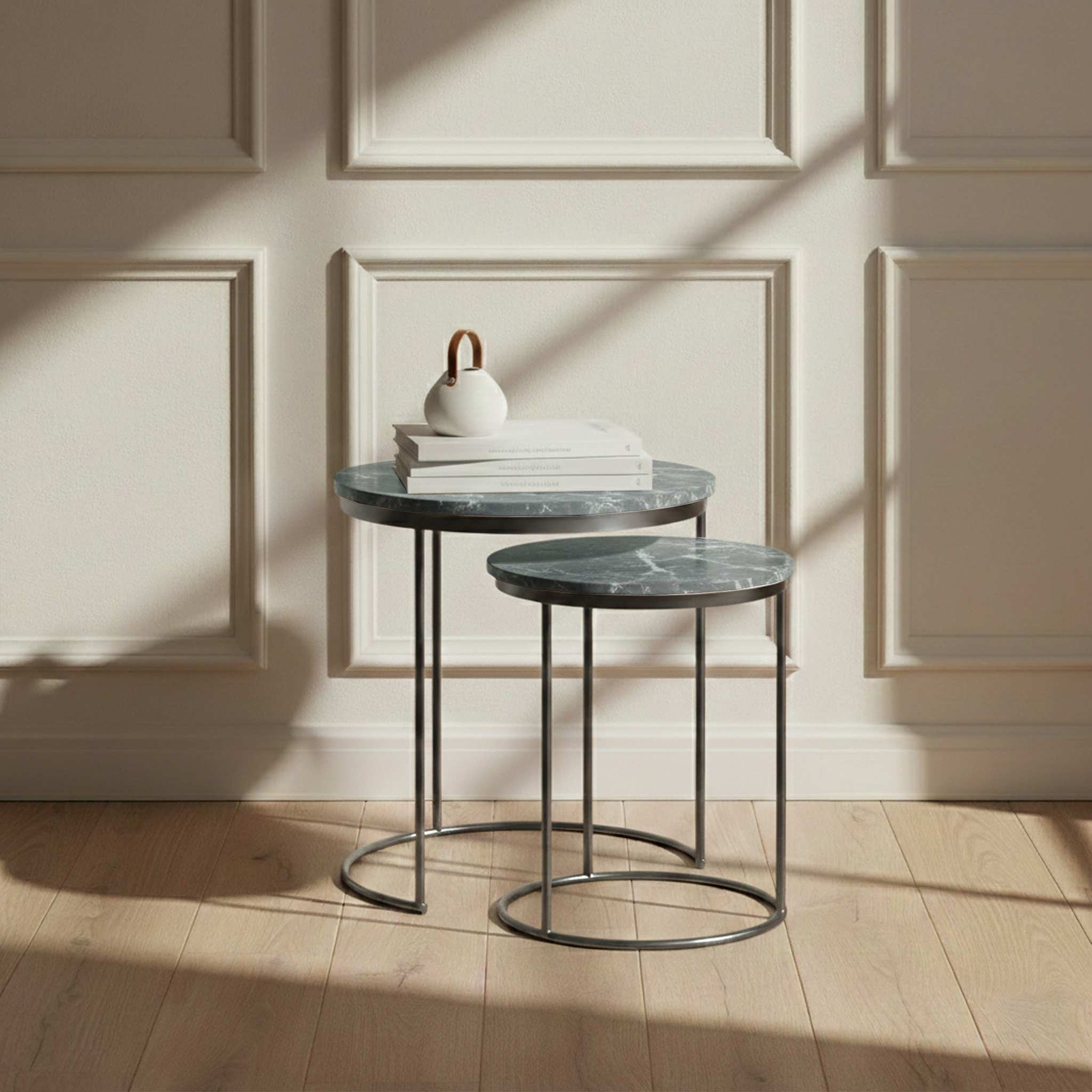 Pimlico Marble Grey Frame Nest of 2 Tables from Roseland Furniture