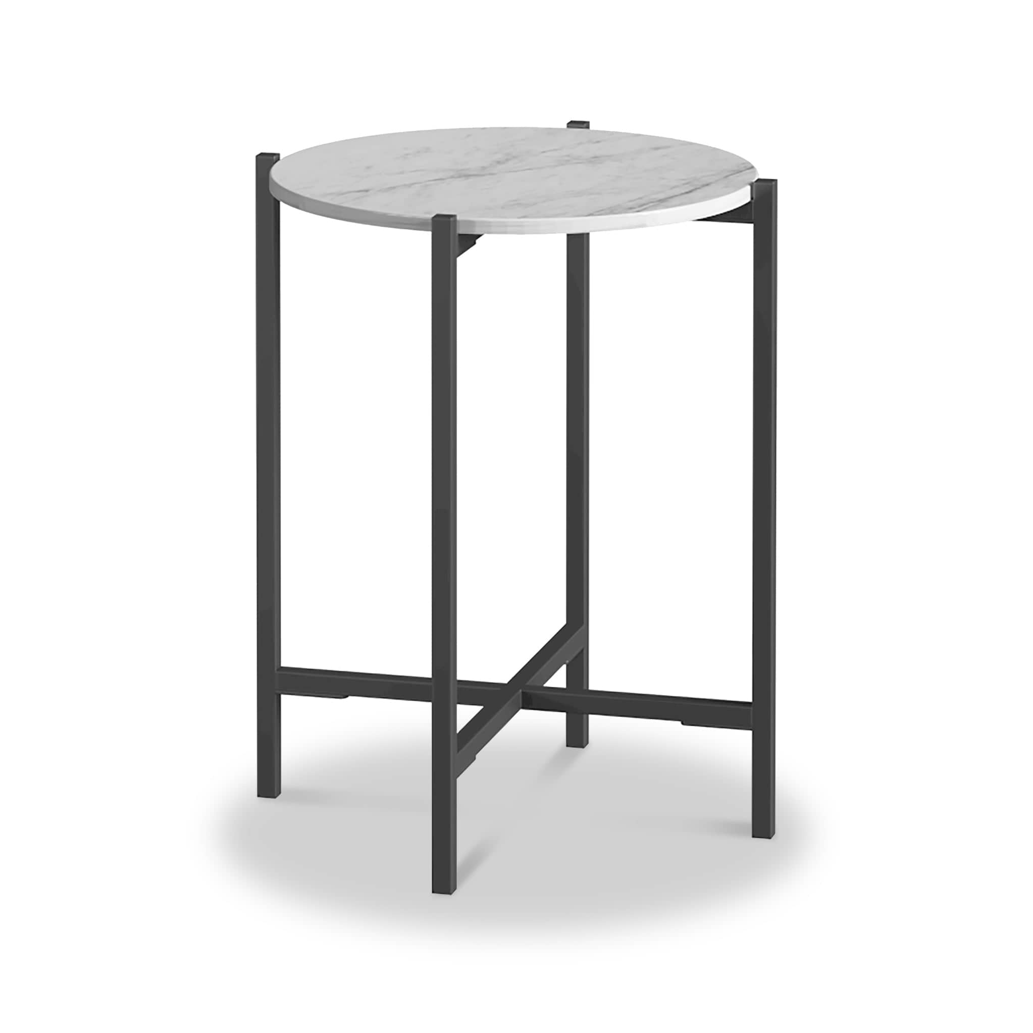 Pimlico-Banswara-Marble-Grey-Round-Side-Table from Roseland Furniture