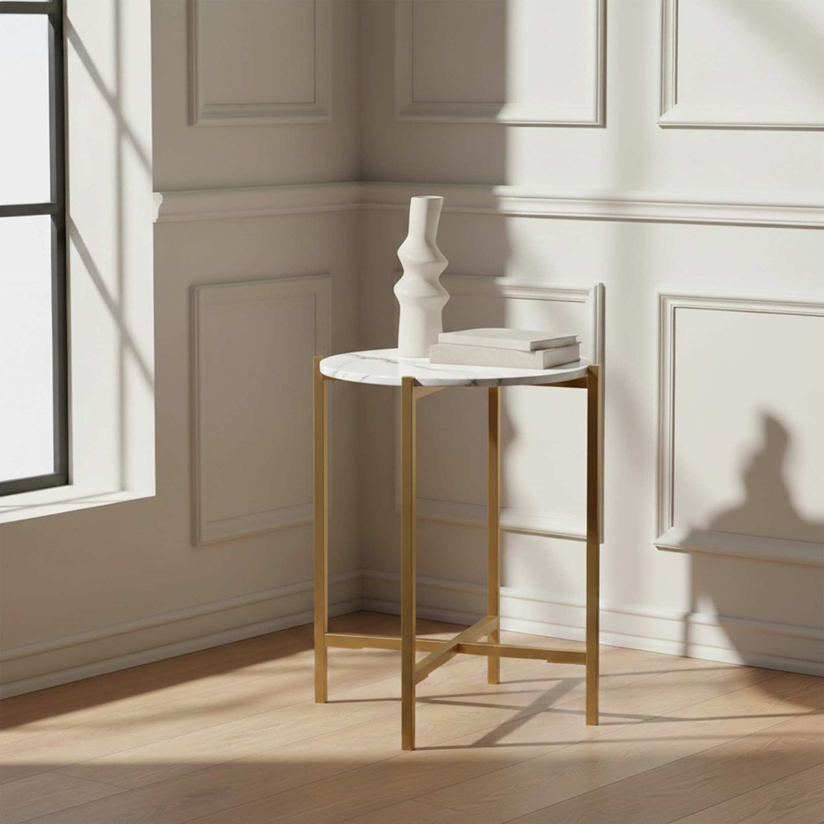 Pimlico-Banswara-Marble-Gold-Frame-Round-Side-Table from 