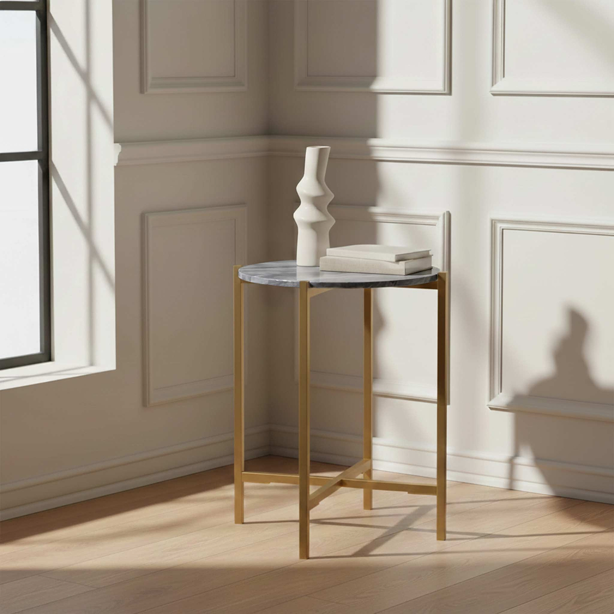 Pimlico-Banswara-Marble-Gold-Frame-Round-Side-Table from 