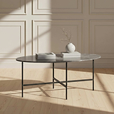 Pimlico-grey-marble-grey-frame-oval-coffee-table from Roseland Furniture