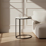 Pimlico-Banswara-Marble-Grey-Oval-C-Side-Table from Roseland Furniture