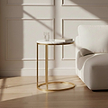 Pimlico-banswara-marble-gold-frame-oval-c-side-table  from Roseland Furniture