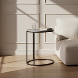 Pimlico-Banswara-Marble-Grey-Oval-C-Side-Table from Roseland Furniture