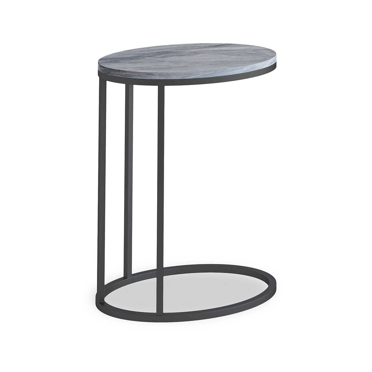 Pimlico-grey-marble-grey-frame-oval-c-side-table  from Roseland Furniture