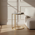 Pimlico-grey-marble-gold-frame-oval-c-side-table  from Roseland Furniture