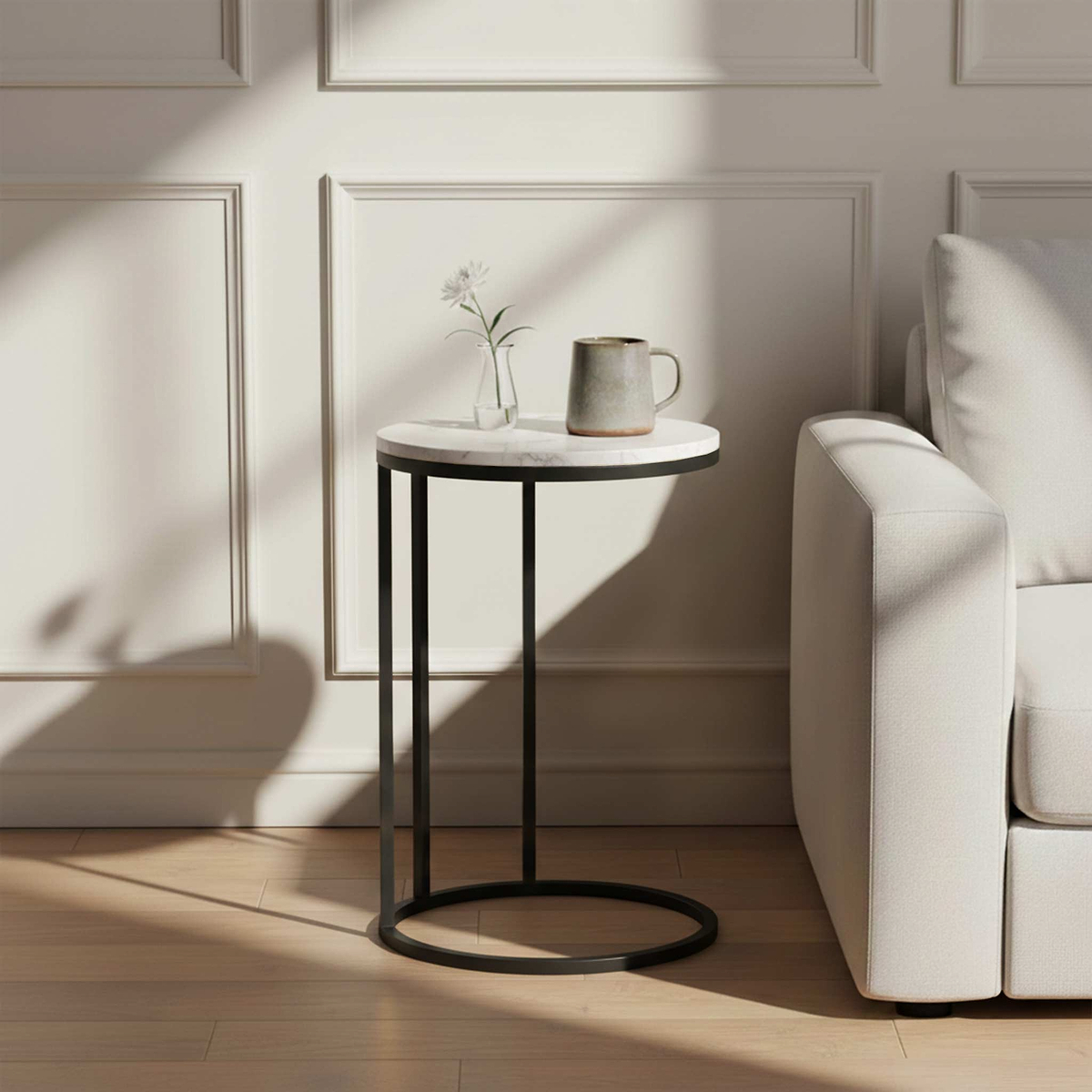 Pimlico-Banswara-Marble-Grey-Round-C-Side-Table from Roseland Furniture