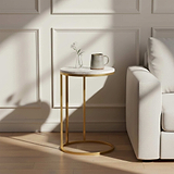 Pimlico-Banswara-Marble-Gold-Frame-Round-C-Side-Table from Roseland Furniture