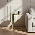 Pimlico-grey-marble-gold-frame-round-c-side-table  from Roseland Furniture