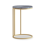Pimlico-grey-marble-gold-frame-round-c-side-table  from Roseland Furniture