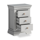 Colette Grey 3 Drawer Bedside Table from Roseland Furniture
