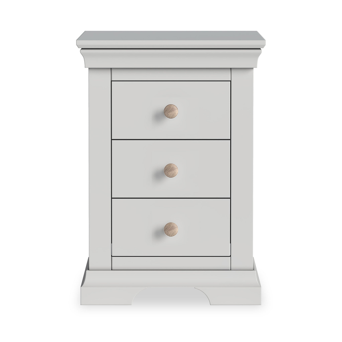 Colette Grey 3 Drawer Bedside Table from Roseland Furniture