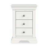 Colette Warm White 3 Drawer Bedside Table from Roseland Furniture