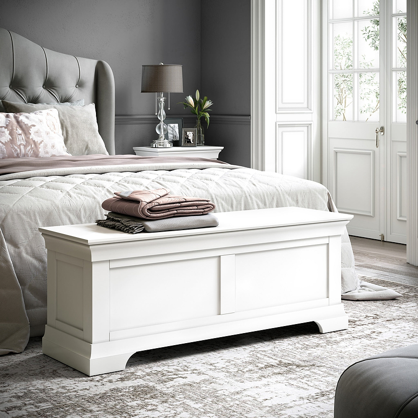 Colette Blanket Storage Box | Grey Cream or Warm White | Roseland