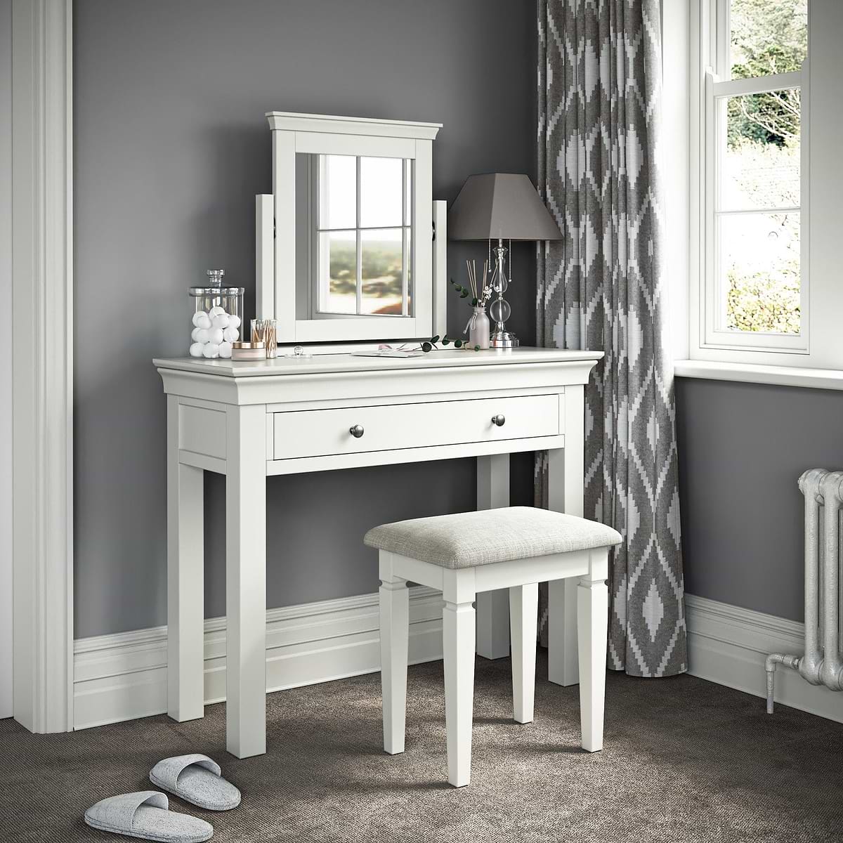 codman silver dressing table and stool Furniture of America Bedroom Vanity with Stool CM-DK6162SV - Furniture Market