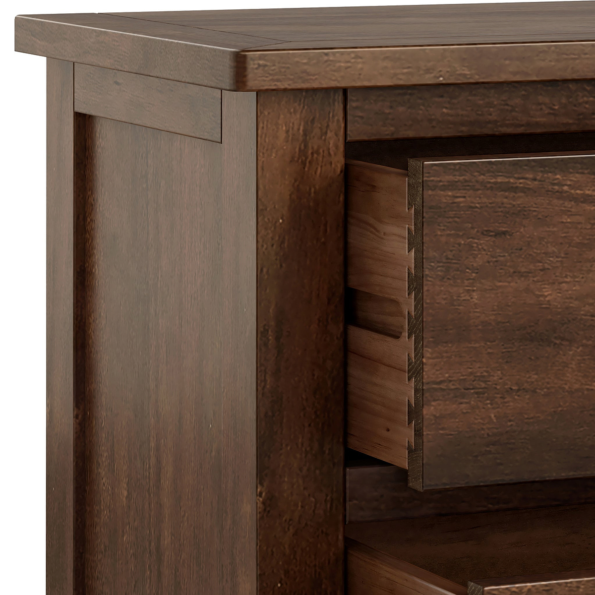 Duchy-Acacia-Chest dovetail joints close up