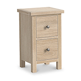 Trelan-Oak-2-Drawer-Slim-Bedside-Table-Cabinet from Roseland Furniture