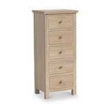 Trelan-Oak-5-Drawer-Tallboy-Chest from Roseland Furniture