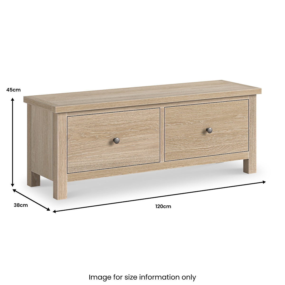 Trelan-Oak-2-Drawer-Blanket-Bench from Roseland Furniture
