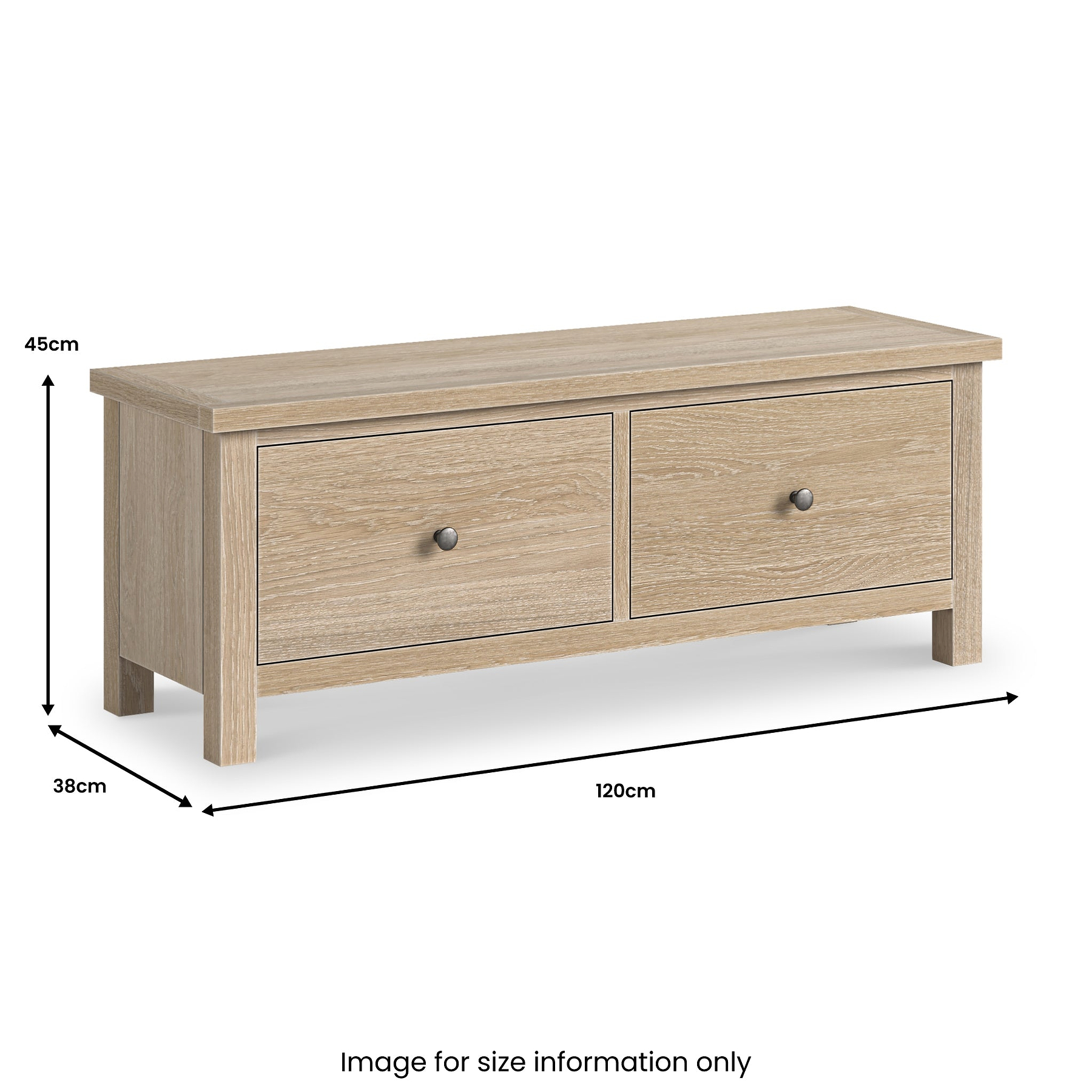 Trelan-Oak-2-Drawer-Blanket-Bench from Roseland Furniture