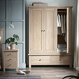 Trelan-Oak-2-Drawer-Triple-Wardrobefrom Roseland Furniture