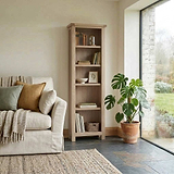 Trelan-Oak-Slim-Bookcase from Roseland Furniture
