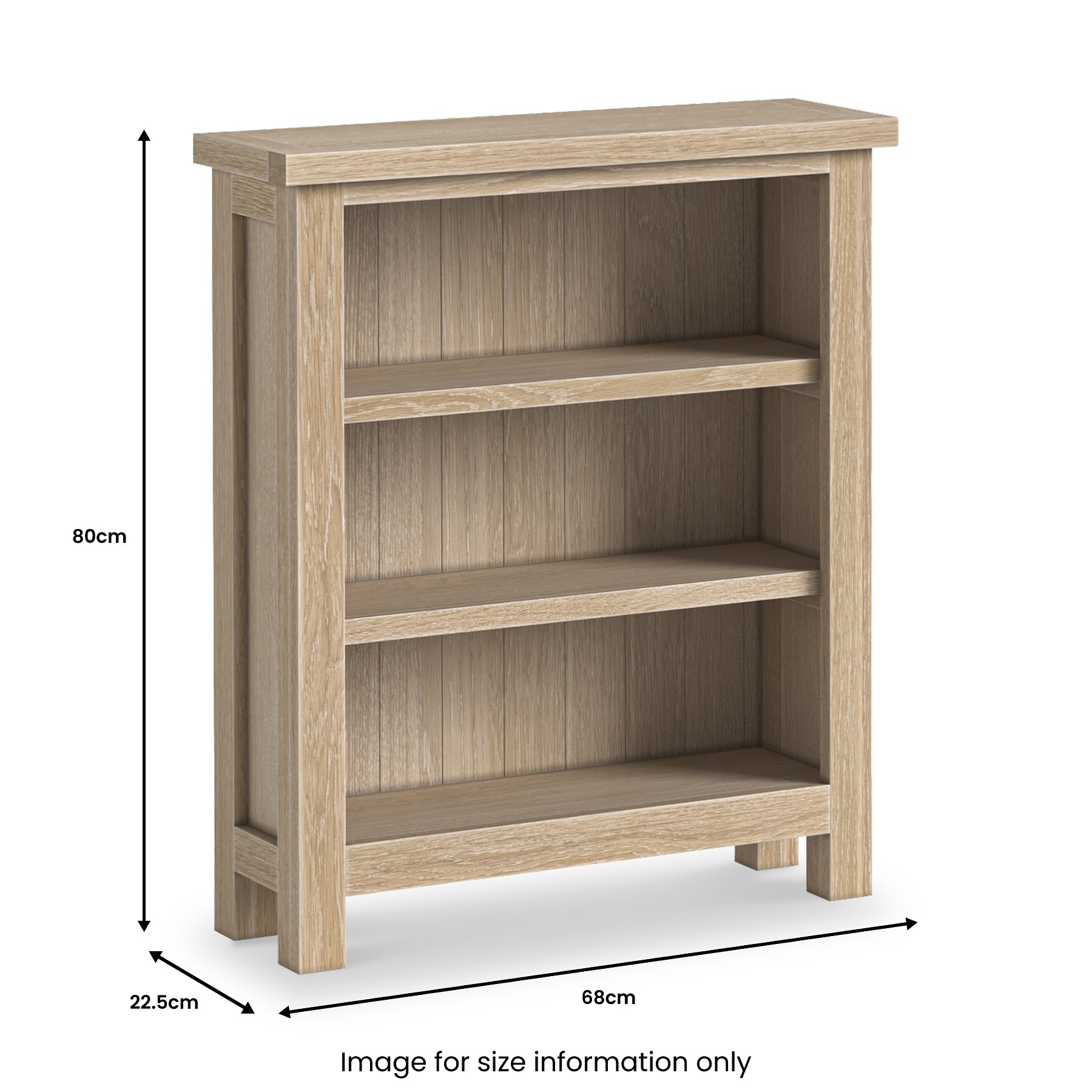 Trelan-Oak-Low-Bookcase from Roseland Furniture